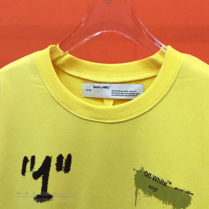 OffWhite男裝 19-20FW新款 最高品質 off新款圓領衛衣 off黃色套頭男衛衣  tzy2238